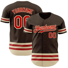 Load image into Gallery viewer, Custom Brown Red-Cream Line Authentic Baseball Jersey