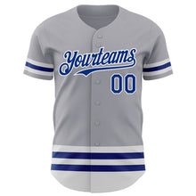 Load image into Gallery viewer, Custom Gray Royal-White Line Authentic Baseball Jersey