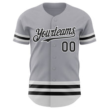 Load image into Gallery viewer, Custom Gray Black-White Line Authentic Baseball Jersey