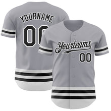 Load image into Gallery viewer, Custom Gray Black-White Line Authentic Baseball Jersey
