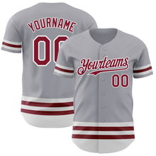 Load image into Gallery viewer, Custom Gray Crimson-White Line Authentic Baseball Jersey