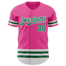 Load image into Gallery viewer, Custom Pink Kelly Green-White Line Authentic Baseball Jersey