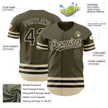 Load image into Gallery viewer, Custom Olive Black-Cream Line Authentic Salute To Service Baseball Jersey