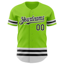 Load image into Gallery viewer, Custom Neon Green Black-White Line Authentic Baseball Jersey