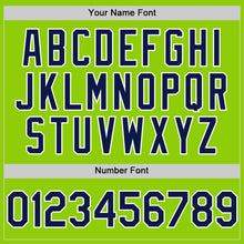 Load image into Gallery viewer, Custom Neon Green Navy-White Line Authentic Baseball Jersey
