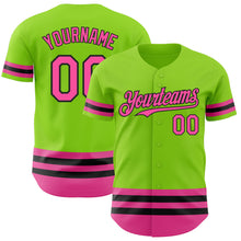 Load image into Gallery viewer, Custom Neon Green Pink-Black Line Authentic Baseball Jersey