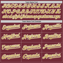 Load image into Gallery viewer, Custom Burgundy Old Gold-White Line Authentic Baseball Jersey