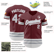 Load image into Gallery viewer, Custom Burgundy Gray-White Line Authentic Baseball Jersey