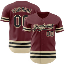 Load image into Gallery viewer, Custom Burgundy Black-Cream Line Authentic Baseball Jersey