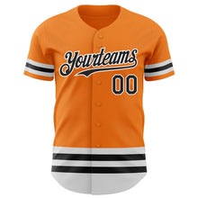 Load image into Gallery viewer, Custom Bay Orange Black-White Line Authentic Baseball Jersey
