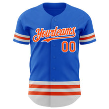 Load image into Gallery viewer, Custom Thunder Blue Orange-White Line Authentic Baseball Jersey