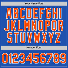 Load image into Gallery viewer, Custom Thunder Blue Orange-White Line Authentic Baseball Jersey