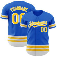 Load image into Gallery viewer, Custom Thunder Blue Yellow-White Line Authentic Baseball Jersey