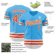 Load image into Gallery viewer, Custom Sky Blue Orange-White Line Authentic Baseball Jersey