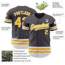 Load image into Gallery viewer, Custom Steel Gray Gold-White Line Authentic Baseball Jersey