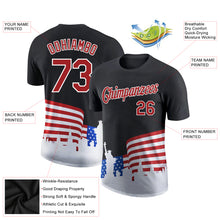 Load image into Gallery viewer, Custom Black Red-White 3D American Flag Patriotic Performance T-Shirt