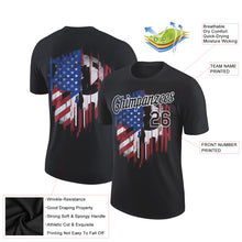 Load image into Gallery viewer, Custom Black White 3D American Flag Patriotic Performance T-Shirt