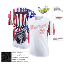 Load image into Gallery viewer, Custom White Red-Royal 3D American Flag Skull Patriotic Performance T-Shirt