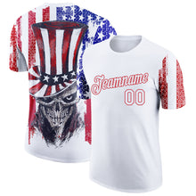 Load image into Gallery viewer, Custom White Red-Royal 3D American Flag Skull Patriotic Performance T-Shirt