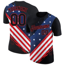 Load image into Gallery viewer, Custom Black Red-Royal 3D American Flag Patriotic Performance T-Shirt