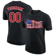 Load image into Gallery viewer, Custom Black Red-White 3D American Flag Patriotic Performance T-Shirt