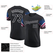 Load image into Gallery viewer, Custom Black White 3D American Flag Patriotic Performance T-Shirt