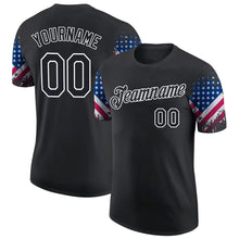 Load image into Gallery viewer, Custom Black White 3D American Flag Patriotic Performance T-Shirt