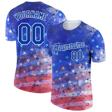 Load image into Gallery viewer, Custom Royal Red-White 3D American Flag Patriotic Performance T-Shirt