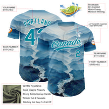 Load image into Gallery viewer, Custom White Teal 3D Pattern Design Mountains Authentic Baseball Jersey