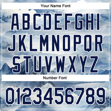 Load image into Gallery viewer, Custom White Navy 3D Pattern Design Mountains Landscape Authentic Baseball Jersey