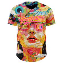 Load image into Gallery viewer, Custom Red Pink-Yellow 3D Pattern Design Abstract Painting Authentic Baseball Jersey