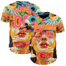 Load image into Gallery viewer, Custom Red Pink-Yellow 3D Pattern Design Abstract Painting Authentic Baseball Jersey