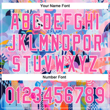 Load image into Gallery viewer, Custom Pink White 3D Pattern Design Abstract Painting Authentic Baseball Jersey
