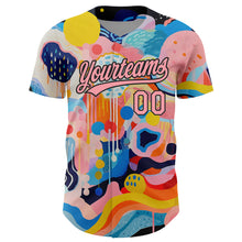 Load image into Gallery viewer, Custom Medium Pink Black 3D Pattern Design Abstract Painting Authentic Baseball Jersey