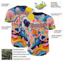 Load image into Gallery viewer, Custom Medium Pink Black 3D Pattern Design Abstract Painting Authentic Baseball Jersey