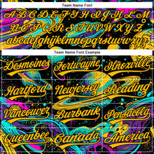 Load image into Gallery viewer, Custom Black Gold 3D Pattern Design Space With Planets And Stars Authentic Baseball Jersey