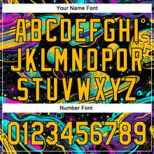 Load image into Gallery viewer, Custom Black Gold 3D Pattern Design Space With Planets And Stars Authentic Baseball Jersey