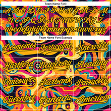 Load image into Gallery viewer, Custom Gold Black 3D Pattern Design Abstract Painting Authentic Baseball Jersey