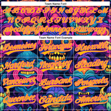 Load image into Gallery viewer, Custom Black Gold-Pink 3D Pattern Design Abstract Monsters Authentic Baseball Jersey