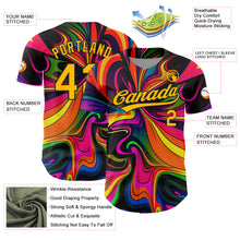 Load image into Gallery viewer, Custom Black Gold 3D Pattern Design Abstract Painting Authentic Baseball Jersey