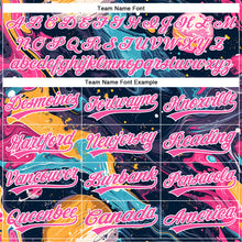 Load image into Gallery viewer, Custom Black Pink-White 3D Pattern Design Abstract Liquid Painting Authentic Baseball Jersey