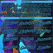 Load image into Gallery viewer, Custom Black Sky Blue 3D Pattern Design Holi Festival Color Powder Performance T-Shirt