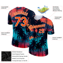 Load image into Gallery viewer, Custom Black Orange-White 3D Pattern Design Tropical Hawaii Palms Trees Performance T-Shirt