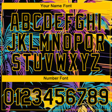 Load image into Gallery viewer, Custom Black Yellow 3D Pattern Design Tropical Hawaii Palms Trees Performance T-Shirt