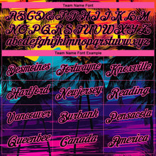 Load image into Gallery viewer, Custom Black Pink 3D Pattern Design Tropical Hawaii Palms Trees Performance T-Shirt