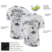 Load image into Gallery viewer, Custom White Black 3D Pattern Design Lotus Performance T-Shirt