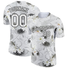 Load image into Gallery viewer, Custom White Black 3D Pattern Design Lotus Performance T-Shirt