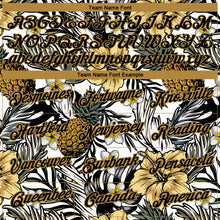 Load image into Gallery viewer, Custom Black Old Gold 3D Pattern Design Tropical Plant And Pineapples Performance T-Shirt