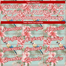 Load image into Gallery viewer, Custom Teal White-Red 3D Pattern Design Tropical Hawaii Flower With Bird Performance T-Shirt