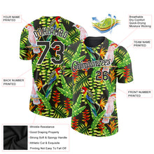 Load image into Gallery viewer, Custom Black White 3D Pattern Design Tropical Hawaii Plant With Bird Performance T-Shirt